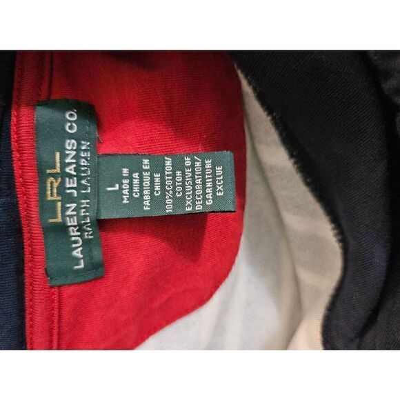 Lauren Jeans Company blue & white striped hooded sweatshirt. Size L. - Picture 3 of 3